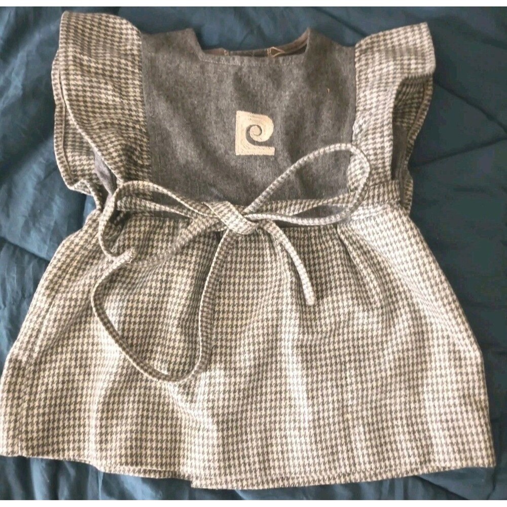 Vintage Pierre Cardin Wool Houndstooth Toddler Dress Top Rare Made In Italy 3T